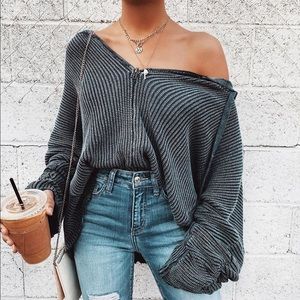 Navy Poncho Vintage Wash Hoodie